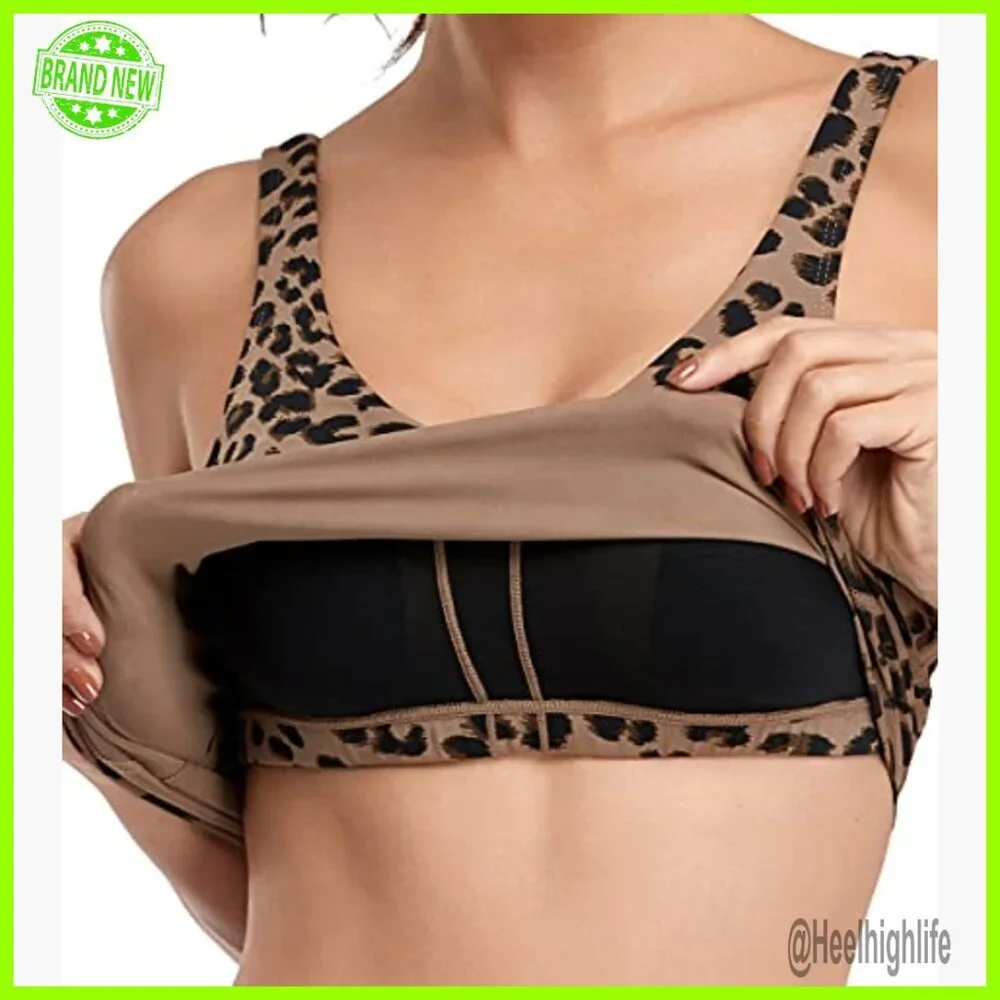 Longline Sports Bra Crop Top Padded Removable Yoga Workout Tank